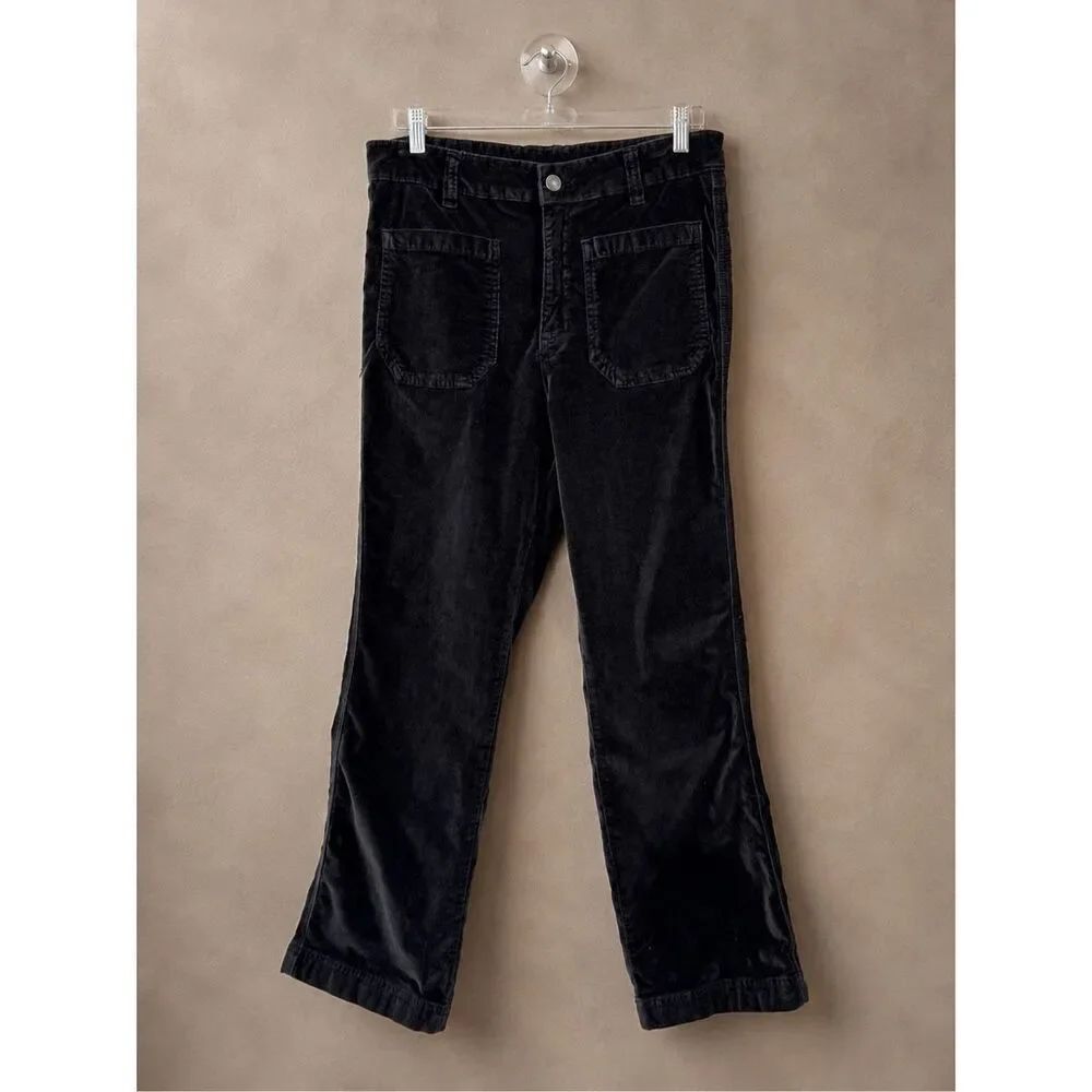 Free People Sz 10 High Time Velvet Kick Flare pants black